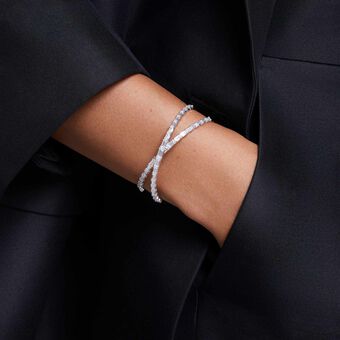 swarovski hyperbola cuff  infinity  white  rhodium plated
