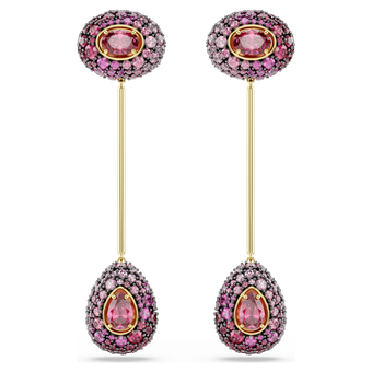 swarovski sublima drop earrings  pear cut  red  18k gold finish