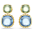 swarovski chroma drop earrings cushion cut multicolored gold tone plated