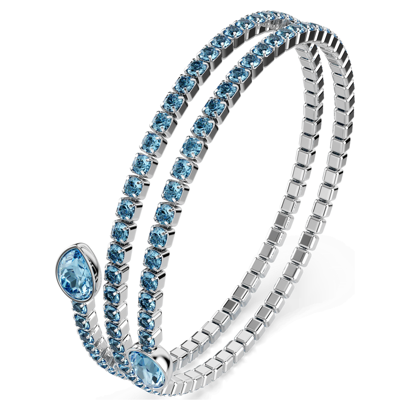 swarovski twisty cuff  mixed cuts  blue  rhodium plated