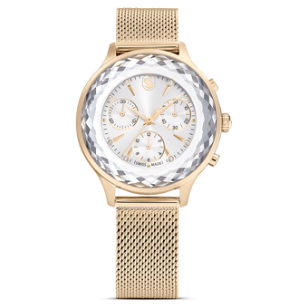 swarovski nova chrono watch swiss made metal bracelet gold tone champagne gold tone finish