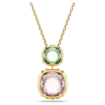 swarovski chroma pendant cushion cut multicolored gold tone plated