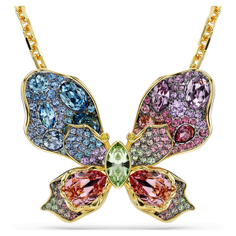 swarovski idyllia pendant and brooch  mixed cuts  pav   butterfly  multicolored  mixed metal finish