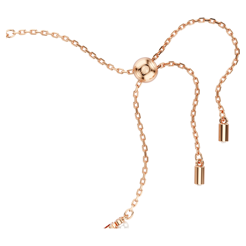swarovski matrix tennis bracelet  crystal pearl  round cuts  white  rose gold tone plated