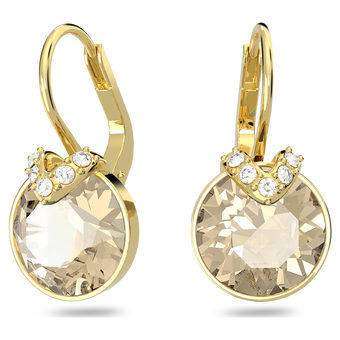 swarovski bella v drop earrings  round cut  gold tone  gold tone plated