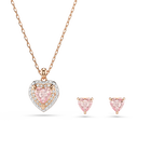 swarovski one set  heart cut  pav   heart  pink  mixed metal finish