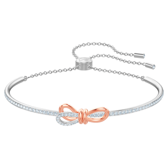 swarovski lifelong bow bangle  bow  white  mixed metal finish