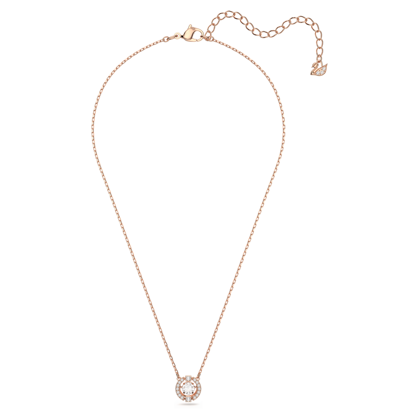 swarovski una necklace  round cut  white  rose gold tone plated