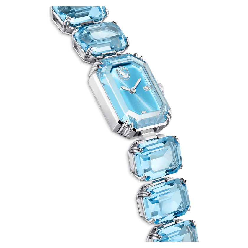 swarovski watch  octagon cut bracelet  blue  stainless steel