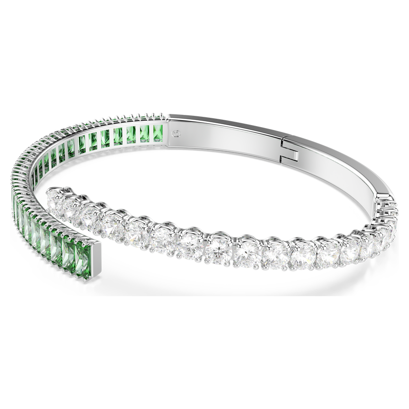 swarovski matrix bangle  mixed cuts  green  rhodium plated
