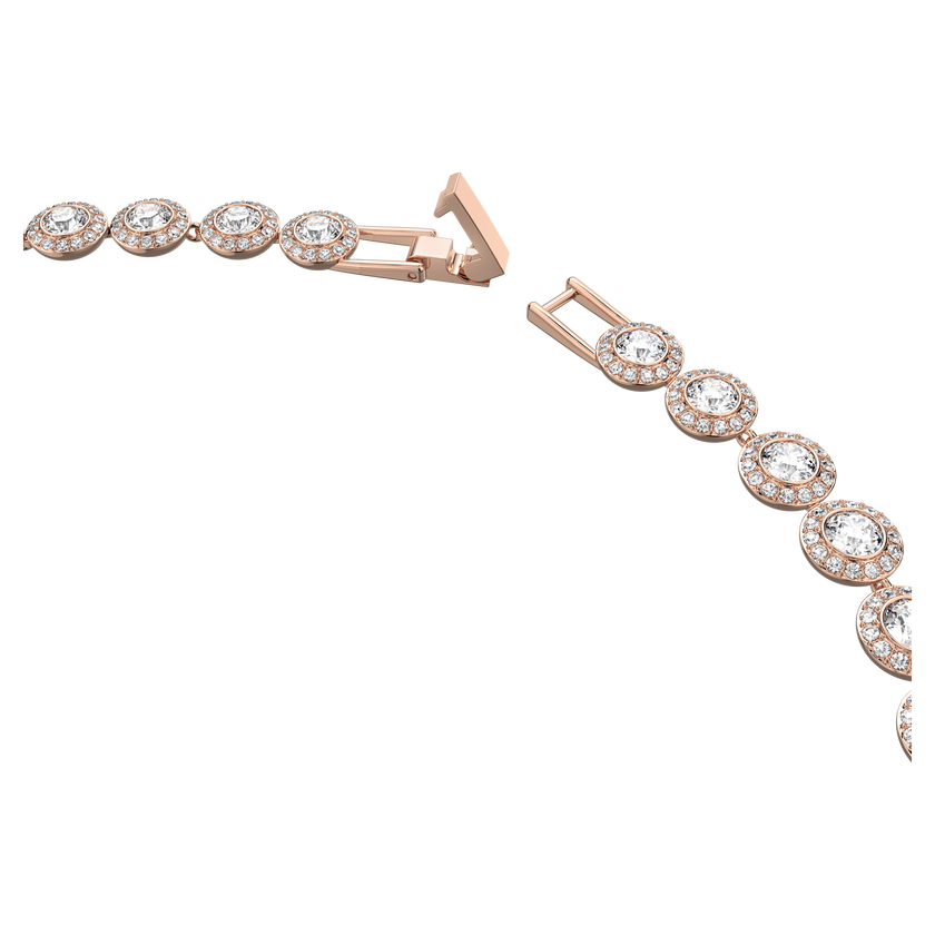 swarovski una angelic tennis necklace  round cut  medium  white  rose gold tone plated