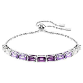 swarovski matrix bracelet  baguette cut  purple  rhodium plated