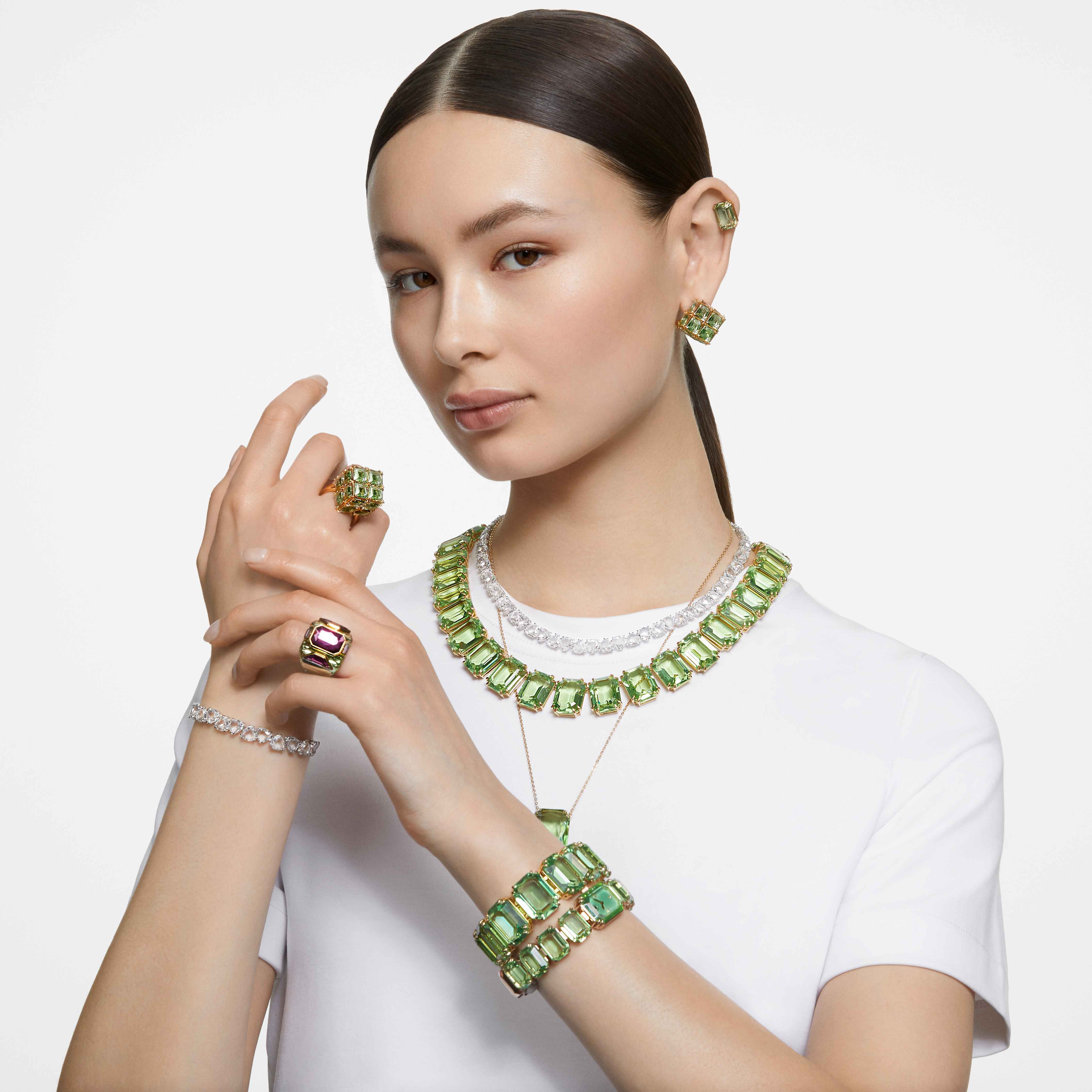 Buy Swarovski Millenia necklace, Octagon cut crystals, Green