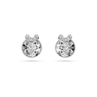 swarovski bella stud earrings  round cut  pav   white  rhodium plated