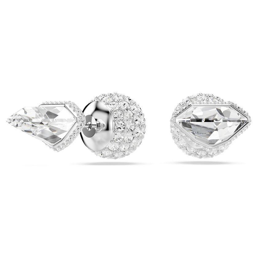 swarovski lucent stud earrings  pav   ball  white  rhodium plated
