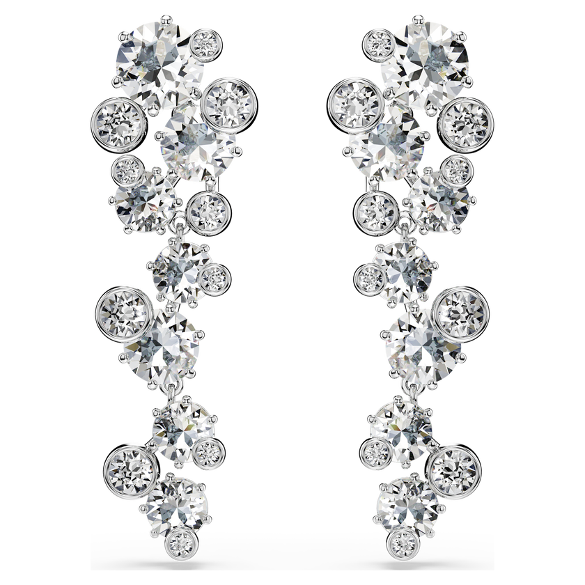 swarovski constella drop earrings  mixed cuts  white  rhodium plated