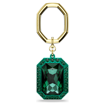 swarovski key ring  octagon cut  green  mixed metal finish