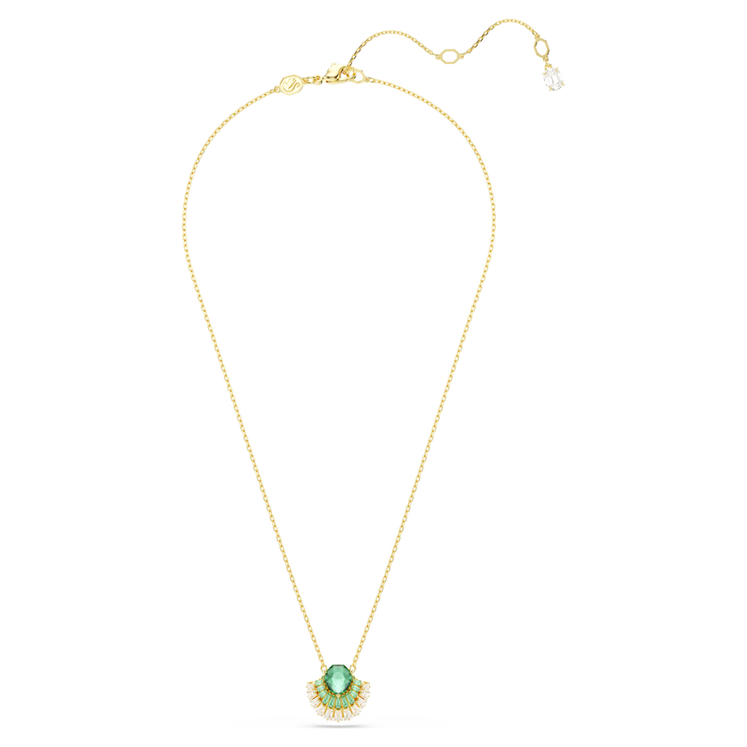 swarovski idyllia pendant  mixed cuts  shell  green  gold tone plated