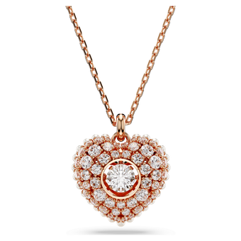 swarovski idyllia pendant crystal pearl heart white rose gold tone plated