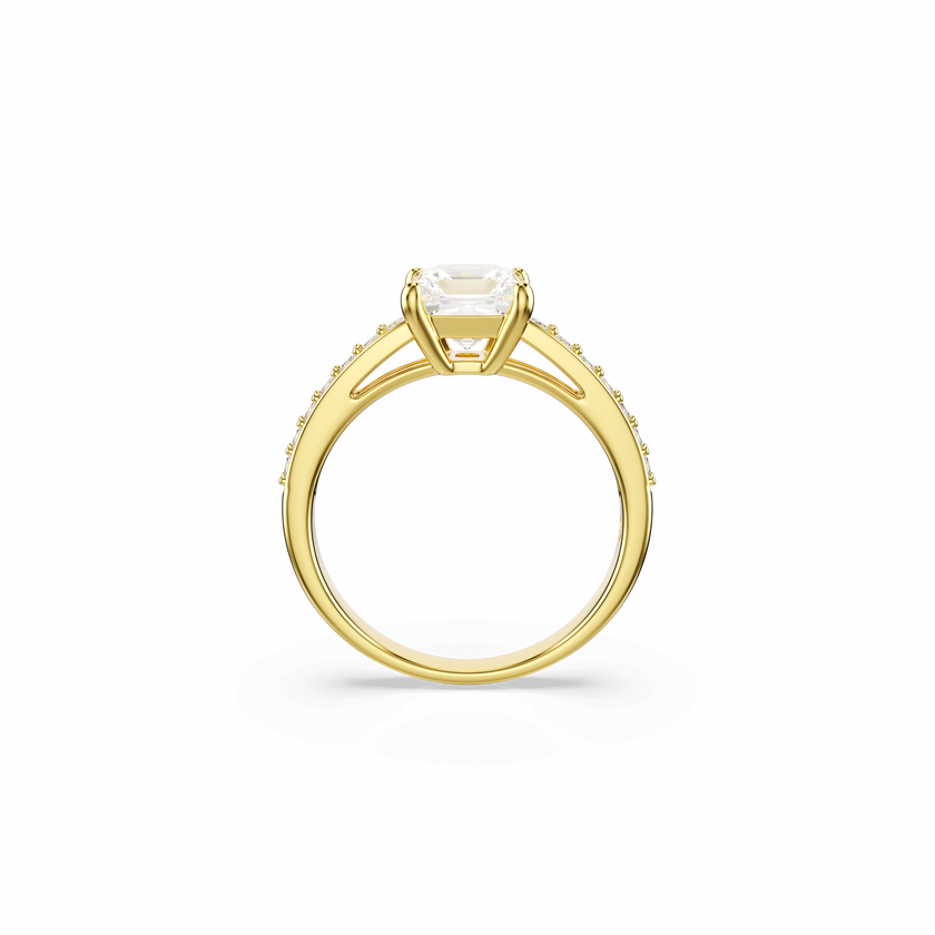 swarovski attract ring  square cut  pav   white  18k gold finish