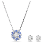 swarovski idyllia set mixed cuts flower blue rhodium plated