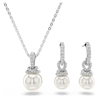 swarovski originally set  pav   crystal pearl  white  rhodium plated