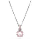 Birthstone pendant, Square cut, June, Pink, Rhodium plated