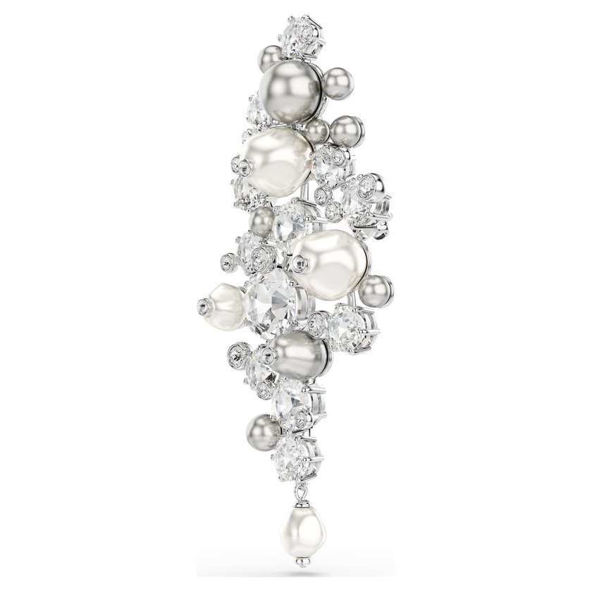 swarovski constella brooch  crystal pearl  round cut  white  rhodium plated