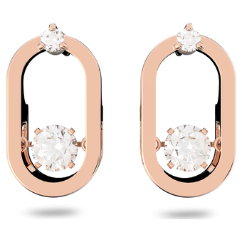 swarovski sparkling dance stud earrings  round cut  oval shape  white  rose gold tone plated