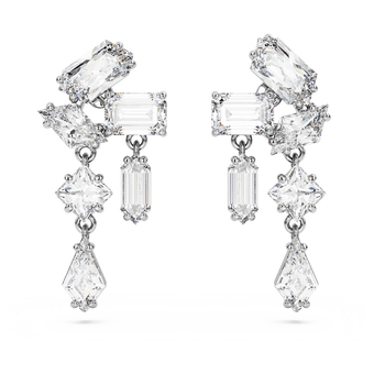 swarovski mesmera drop earrings mixed cuts white rhodium plated