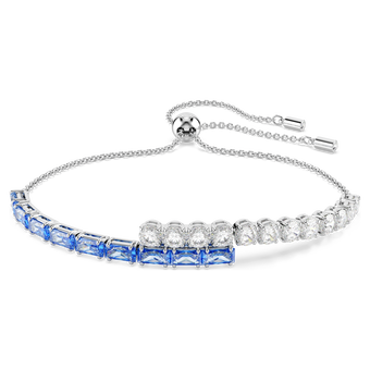 Matrix bracelet, Mixed cuts, Blue, Rhodium plated swarovski matrix bracelet  mixed cuts  blue  rhodium plated