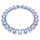 swarovski millenia tennis necklace octagon cut blue rhodium plated