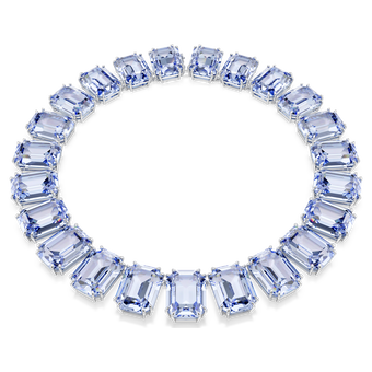 swarovski millenia tennis necklace octagon cut blue rhodium plated