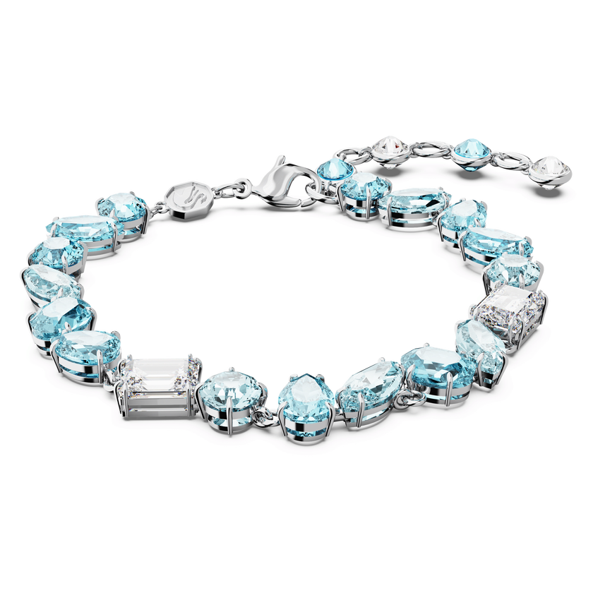 swarovski gema bracelet  mixed cuts  blue  rhodium plated
