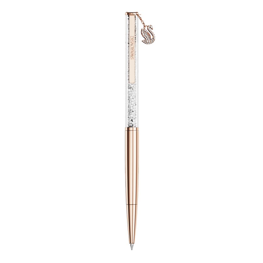 swarovski crystalline ballpoint pen  swan  rose gold tone plated