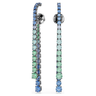 swarovski matrix drop earrings  gradient of round cuts  multicolored  ruthenium plated