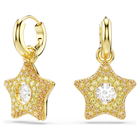 swarovski sublima drop earrings  round cut  star  multicolored  18k gold finish