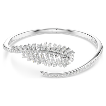 swarovski vienna bangle  mixed cuts  feather  white  rhodium plated