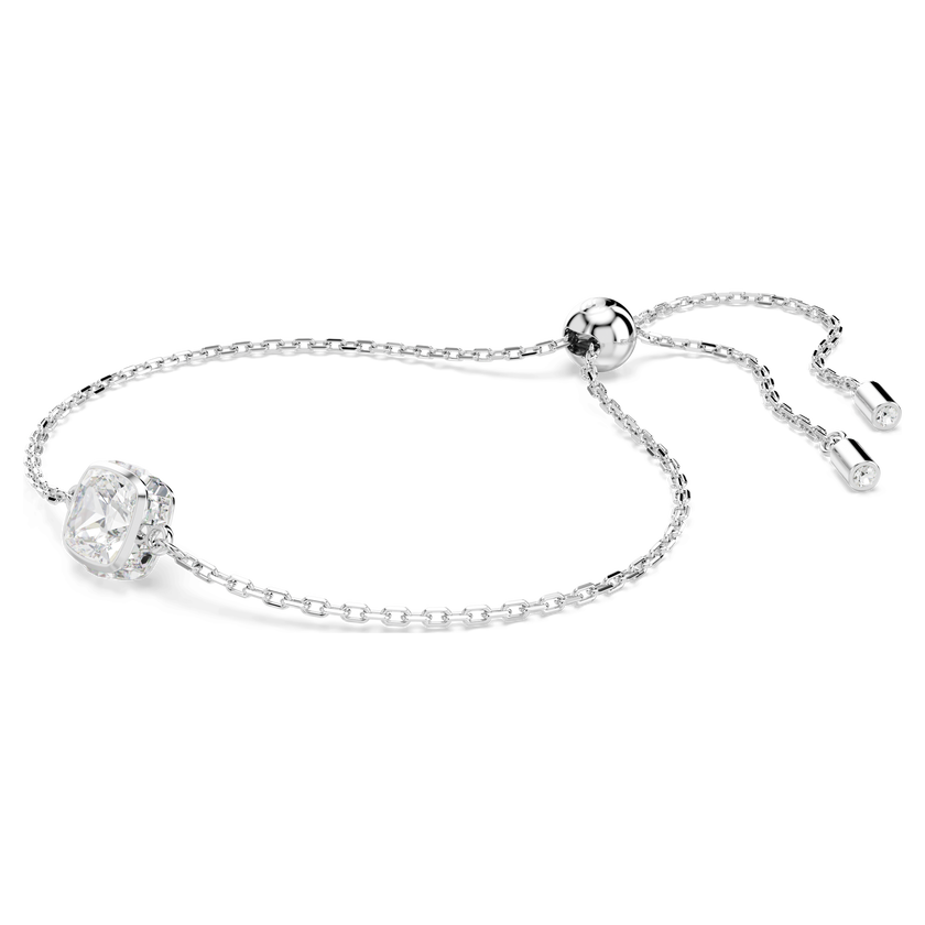 swarovski birthstone bracelet  square cut  april  white  rhodium plated