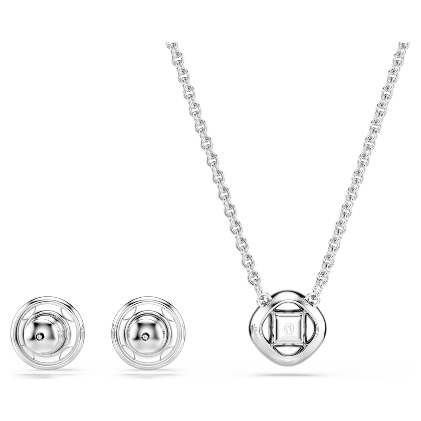 swarovski una angelic set  round cut  white  rhodium plated