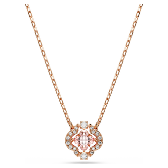 swarovski una necklace  clover  pink  rose gold tone plated