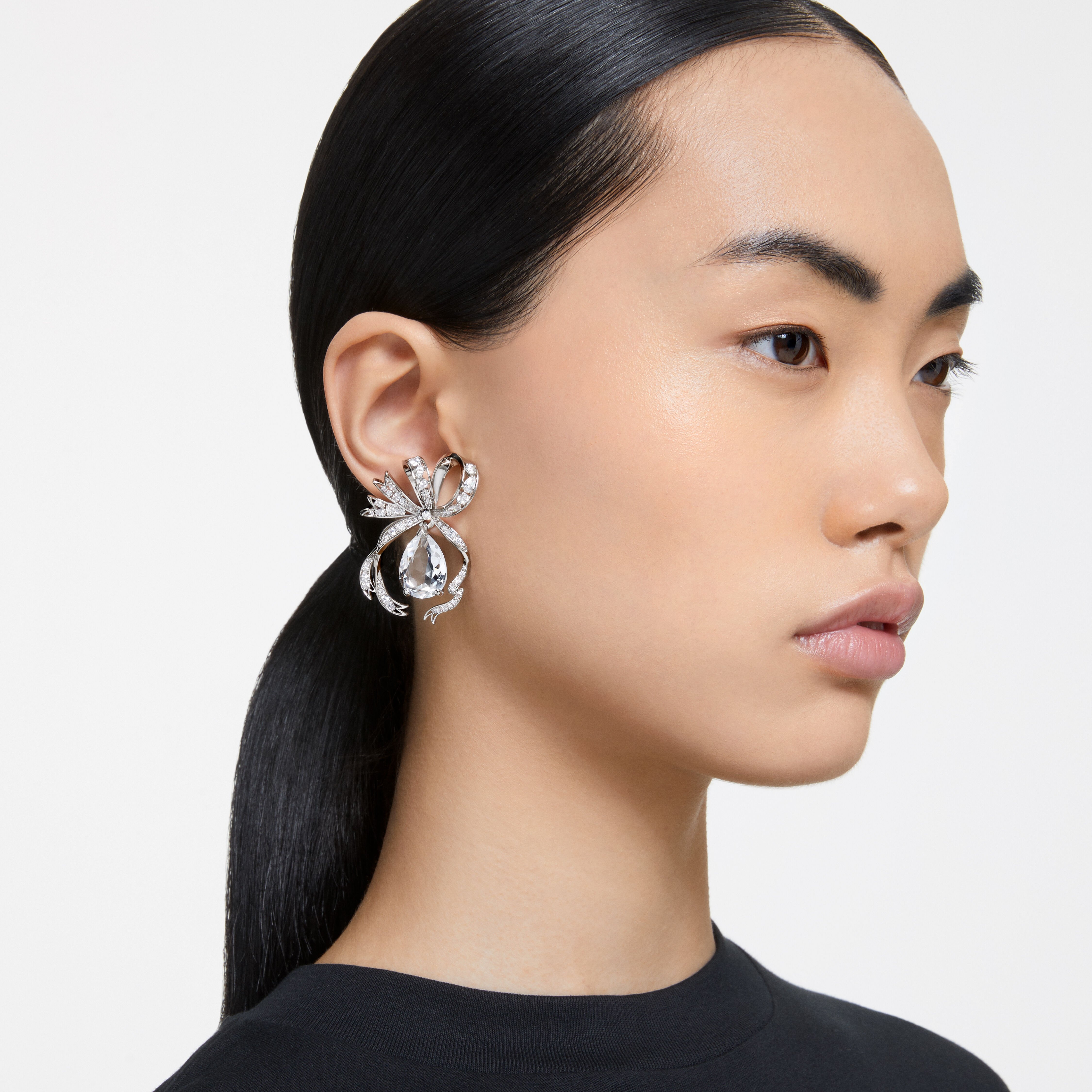 Buy Swarovski Volta drop earrings Bow White Rhodium plated