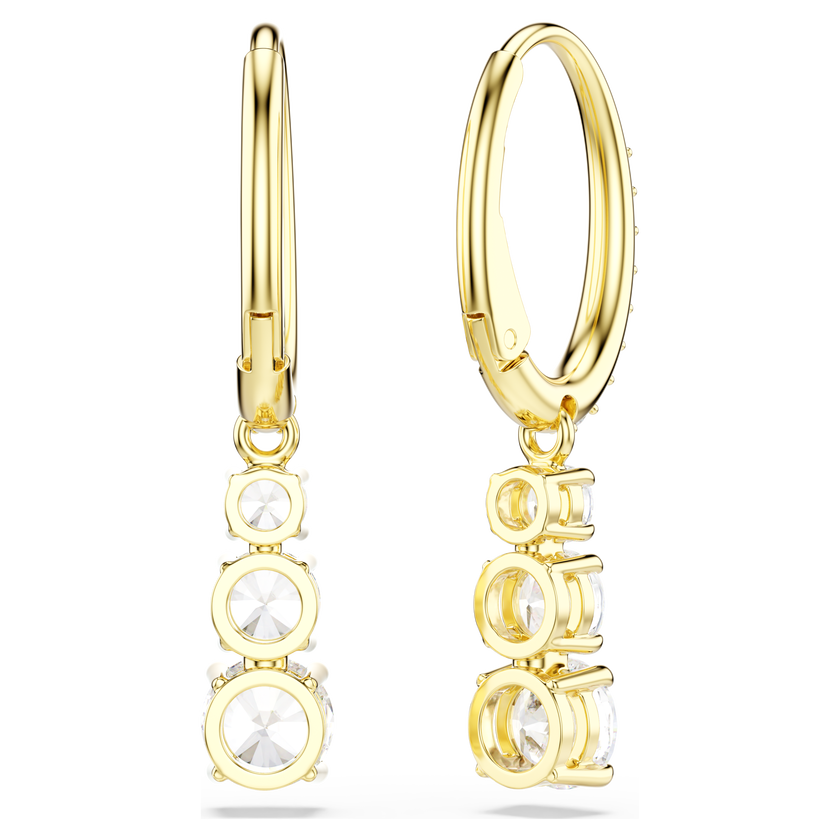 swarovski stilla attract hoop earrings  round cut  white  gold tone plated