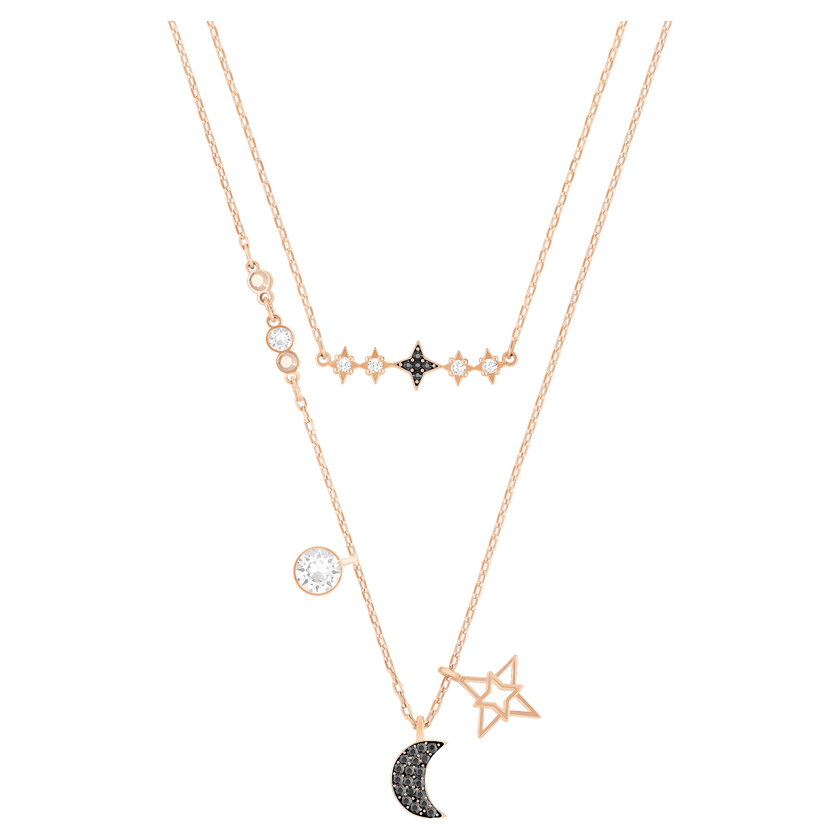swarovski glowing necklace set  moon  multi coloured  mixed plated