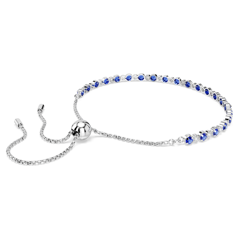 swarovski matrix tennis bracelet  mixed round cuts  blue  rhodium plated