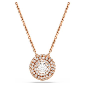 swarovski sublima pendant  round cut  white  18k rose gold finish