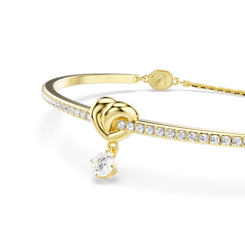 swarovski lifelong bangle  round cut  heart  white  18k gold finish