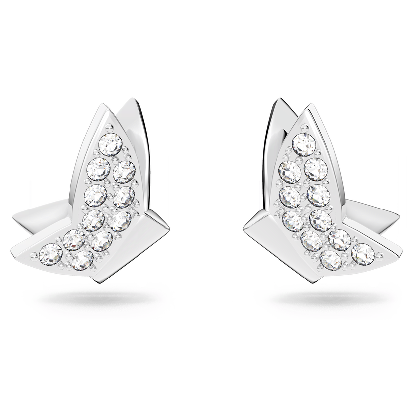 swarovski idyllia lilia stud earrings  butterfly  white  rhodium plated