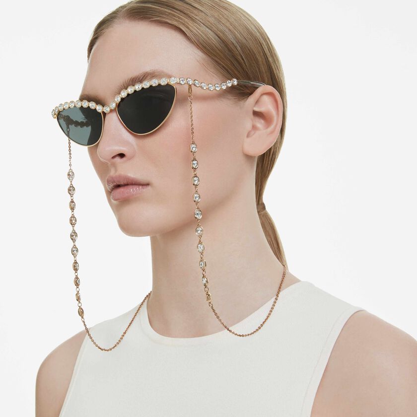 swarovski sunglasses  cat eye shape  chain  gray
