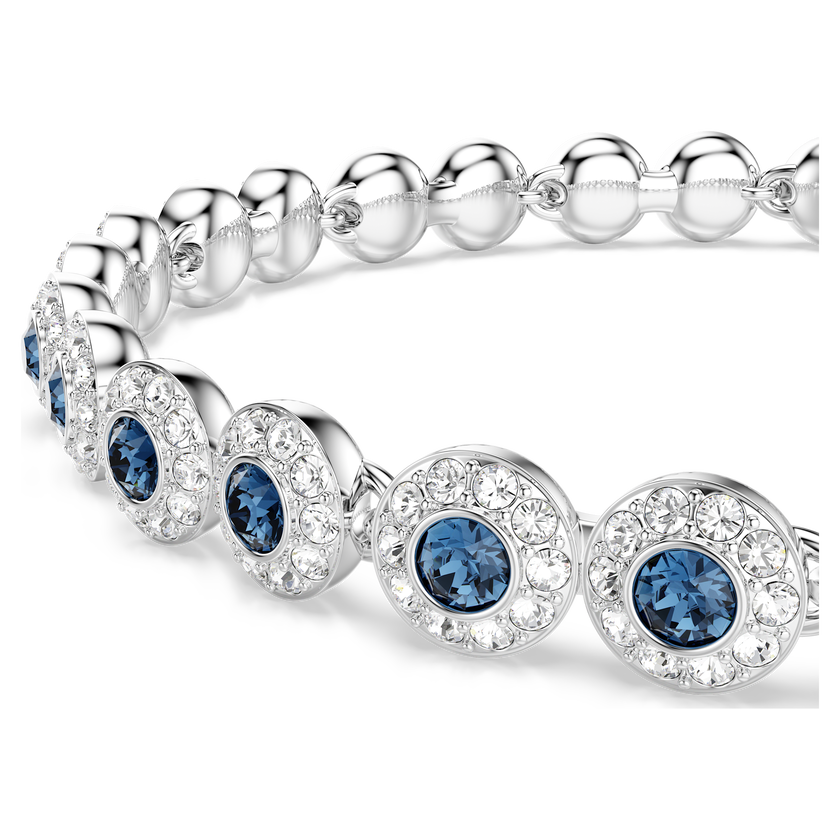 swarovski una angelic tennis bracelet  round cut  blue  rhodium plated